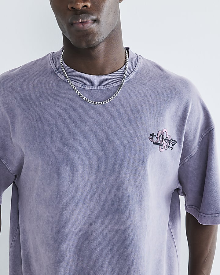 Purple Oversized Shinjuki Dragon T-Shirt