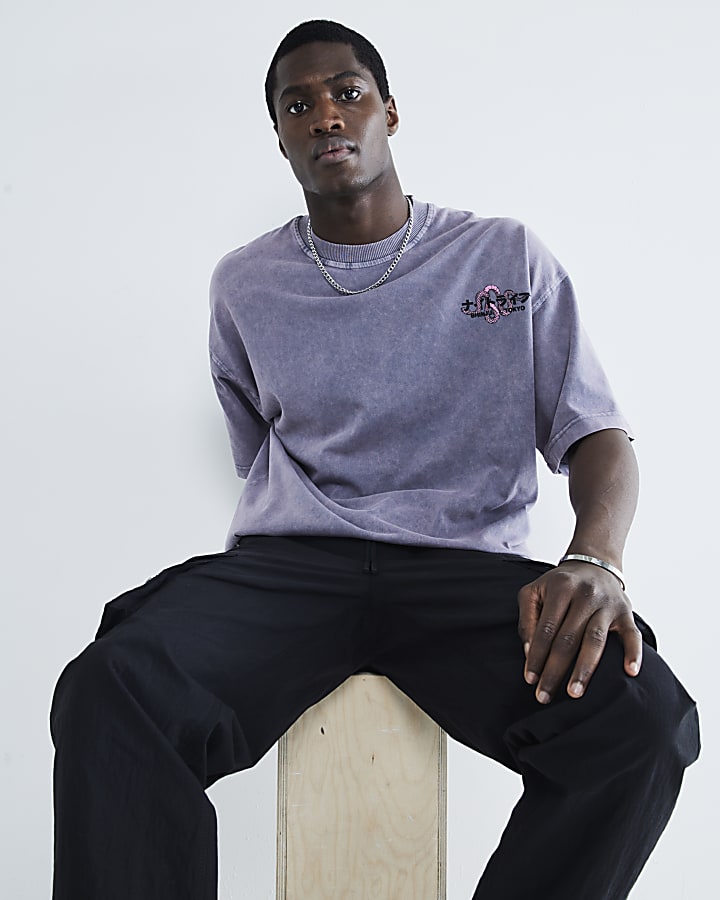 Purple Oversized Shinjuki Dragon T-Shirt