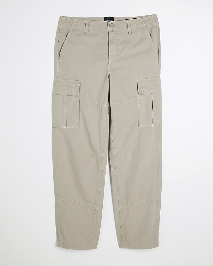 Beige Loose Fit Cargo Trousers