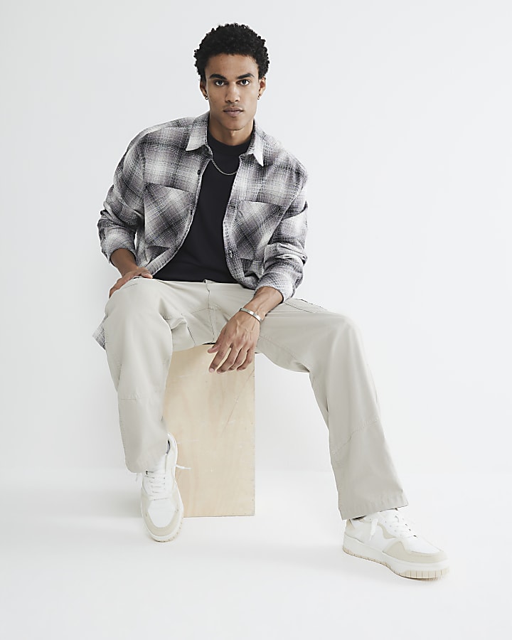 Beige Loose Fit Cargo Trousers