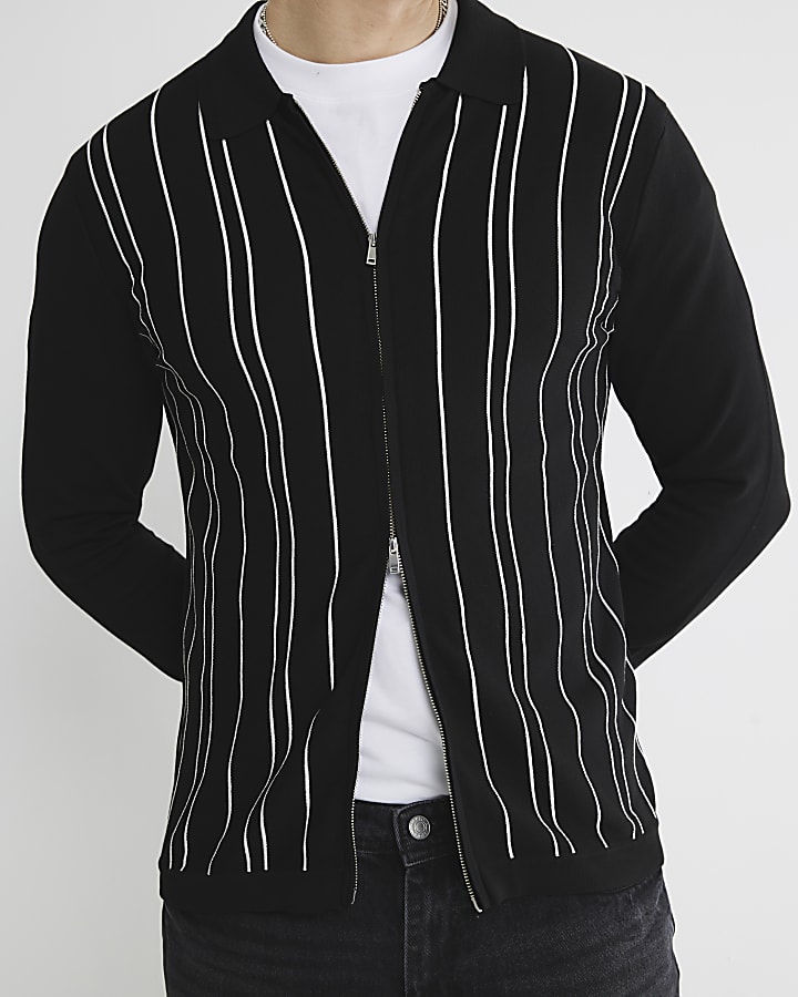 Black Long Sleeve Stripe Shirt