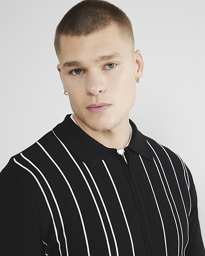 Black Long Sleeve Stripe Shirt