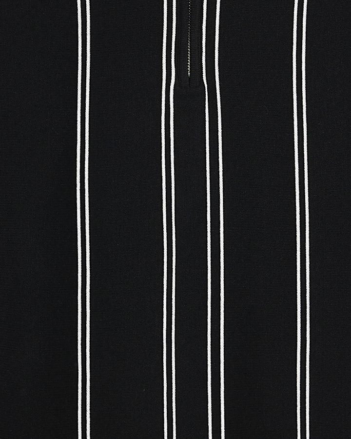 Black Slim Fit Stripe Polo Shirt