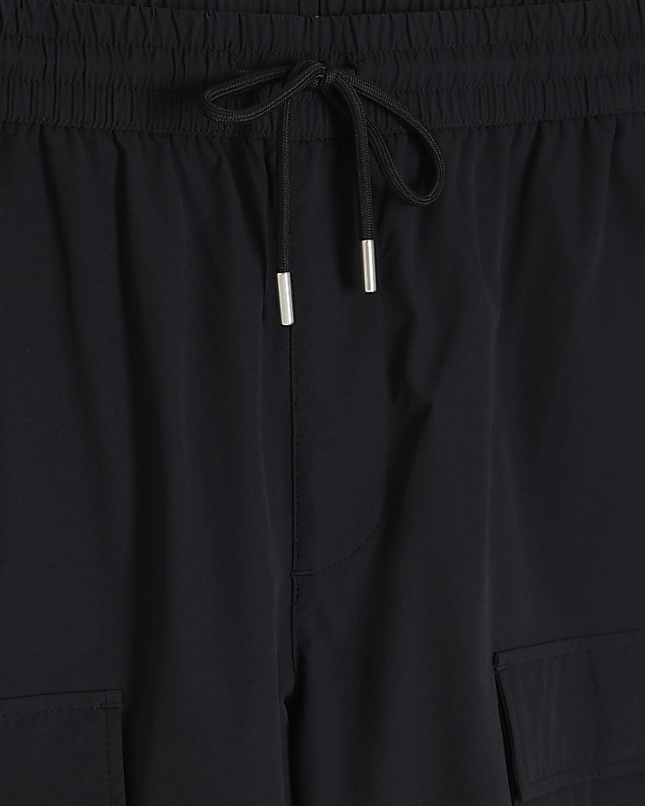 Black Stretch Cargo Shorts