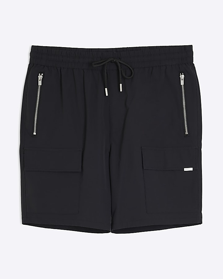 Black Stretch Cargo Shorts