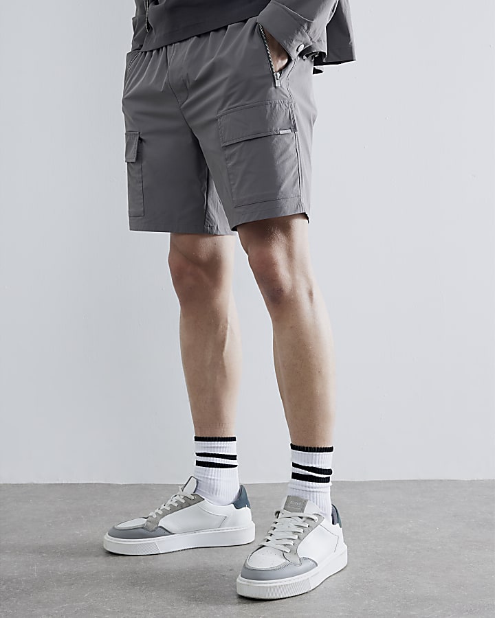 Grey Stretch Cargo Shorts