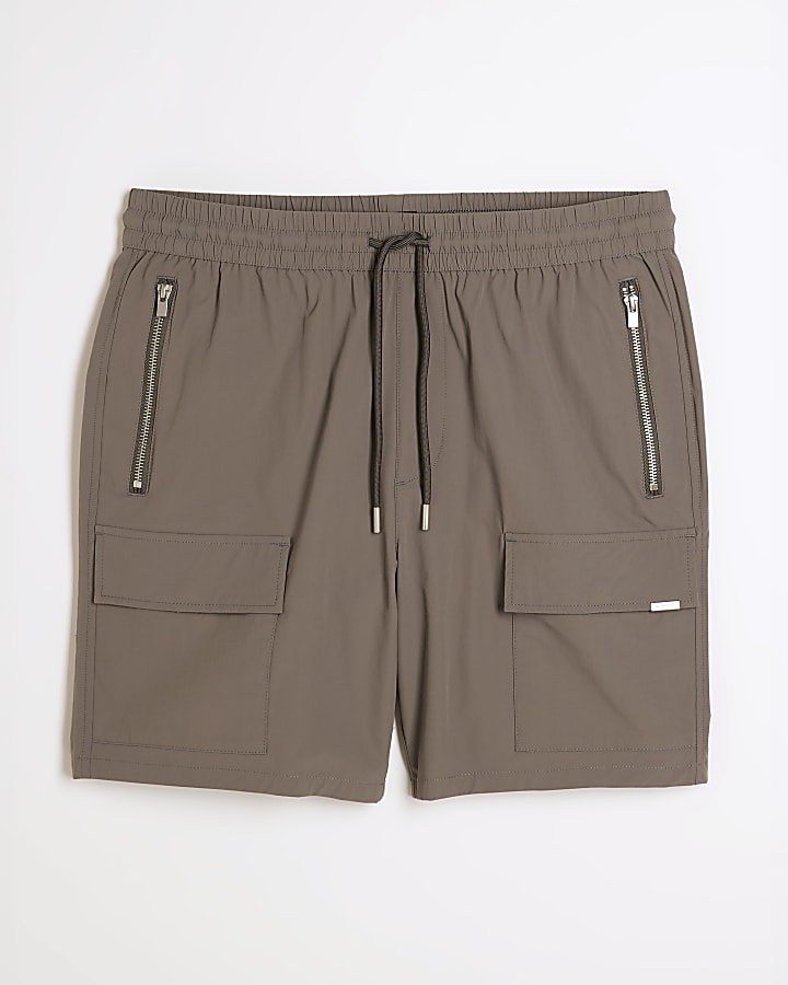 Grey Stretch Cargo Shorts