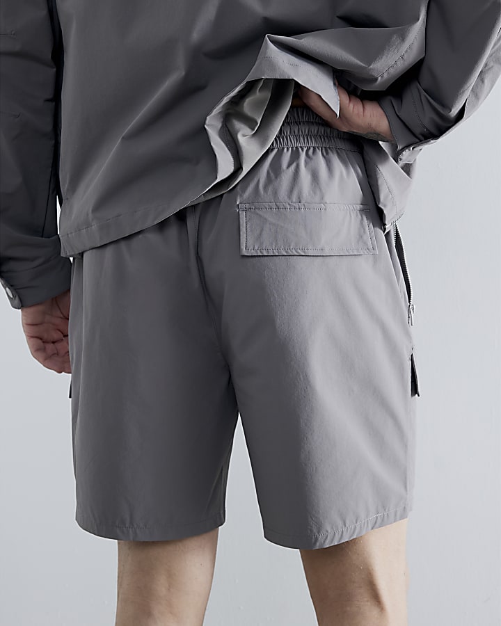 Grey Stretch Cargo Shorts