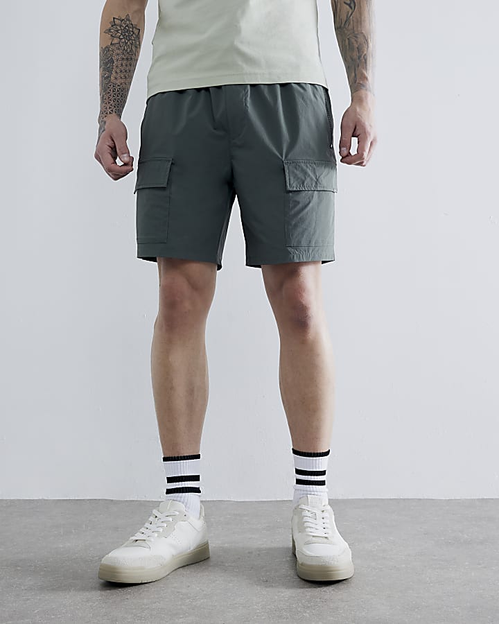 Green Stretch Cargo Shorts