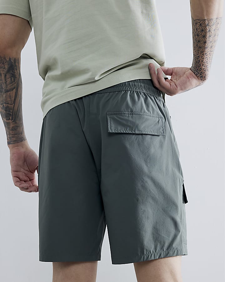 Green Stretch Cargo Shorts