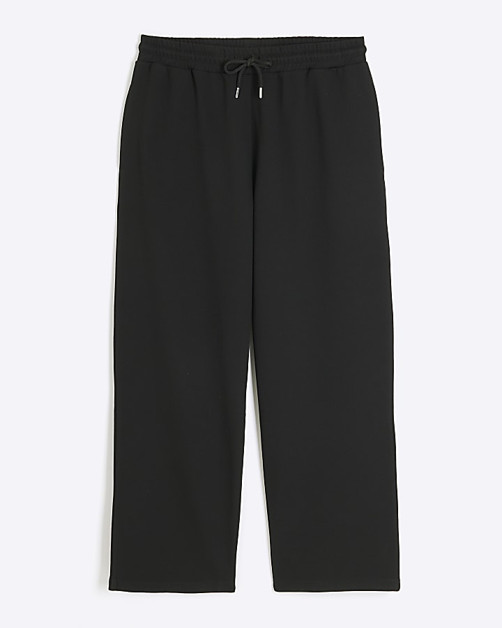 Black Wide Leg Pique Joggers