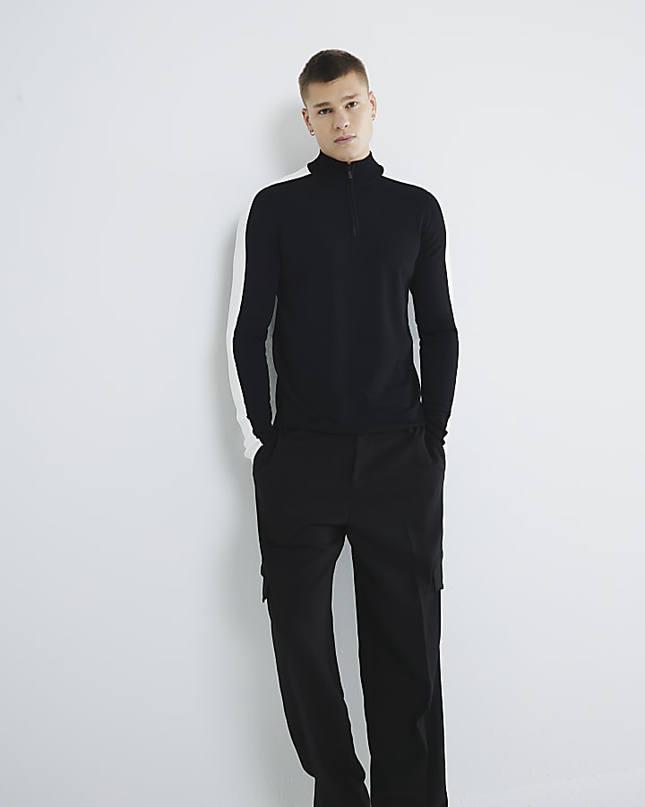 Premium Black Half Zip Jumper