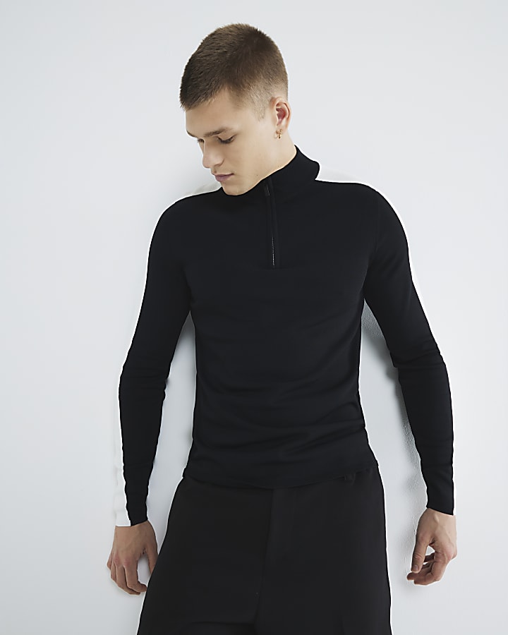 Premium Black Half Zip Jumper