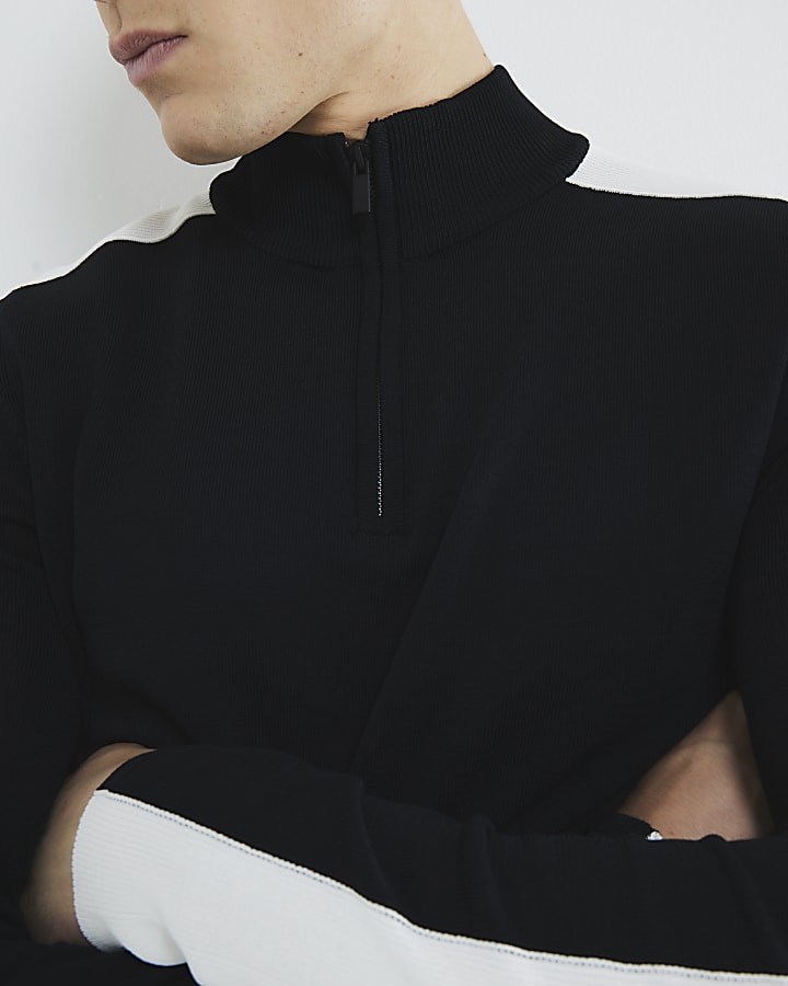 Premium Black Half Zip Jumper