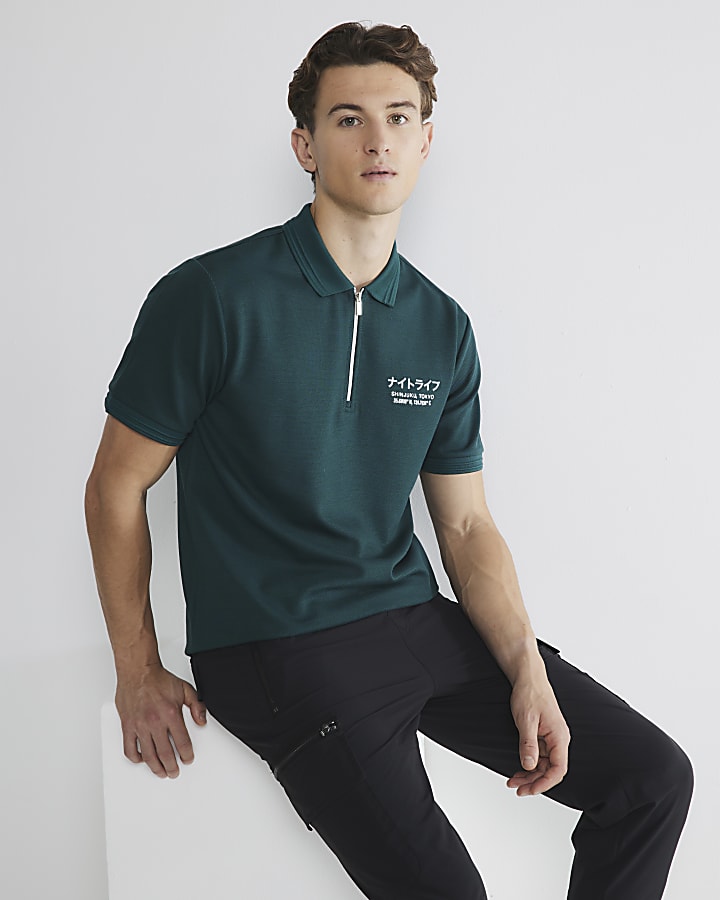 Green Slim Fit Shinjuki Pique Polo Shirt