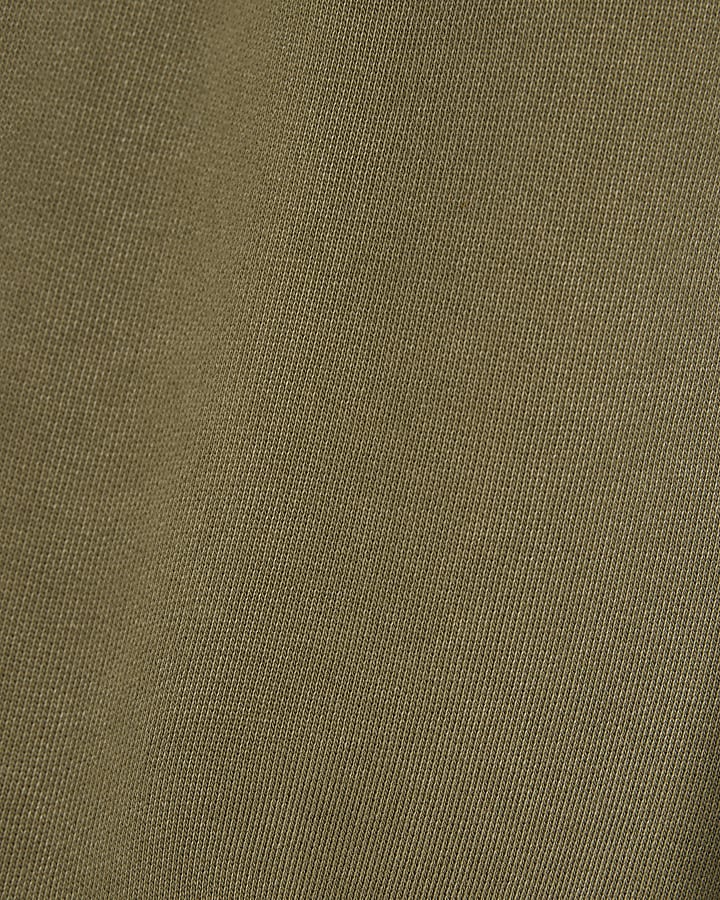 Khaki Regular Fit Open Hem Washed Joggers