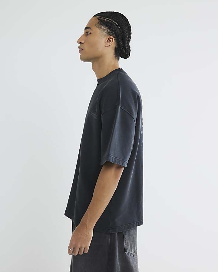 Black Short Sleeve Washed L'Espoir T-Shirt