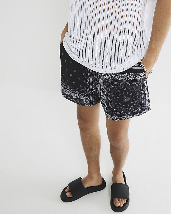 Black Bandana Swim Shorts