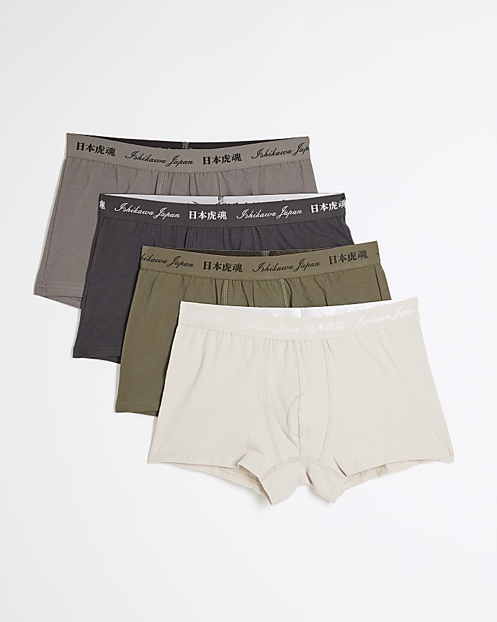 Grey Pack of 4  Stretch Japanese Trunks