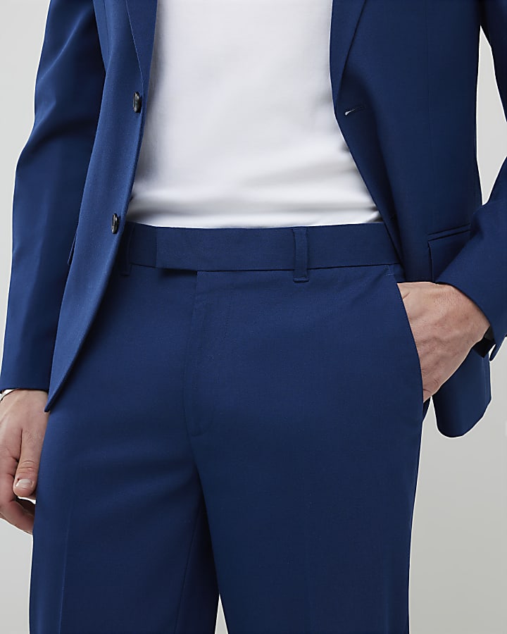 Blue Slim Fit Suit Trousers