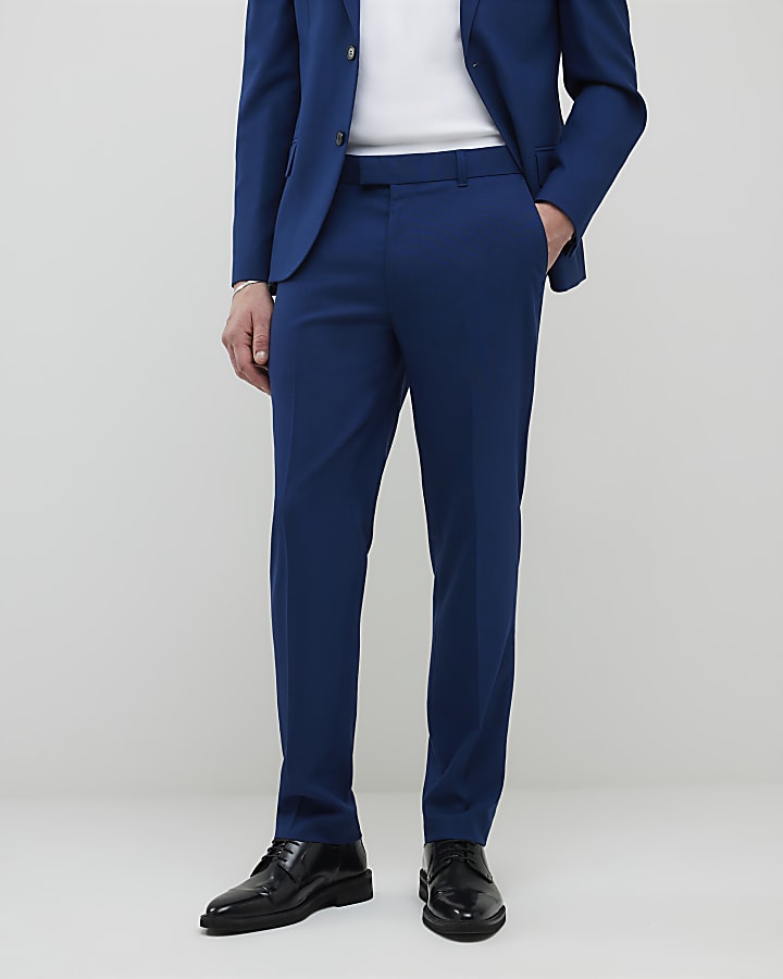 Blue Slim Fit Suit Trousers