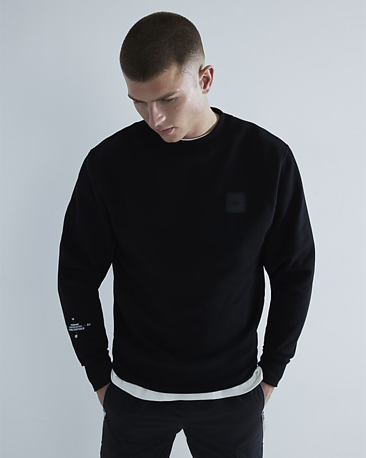 Black Regular Fit Graphic Sweatshirt