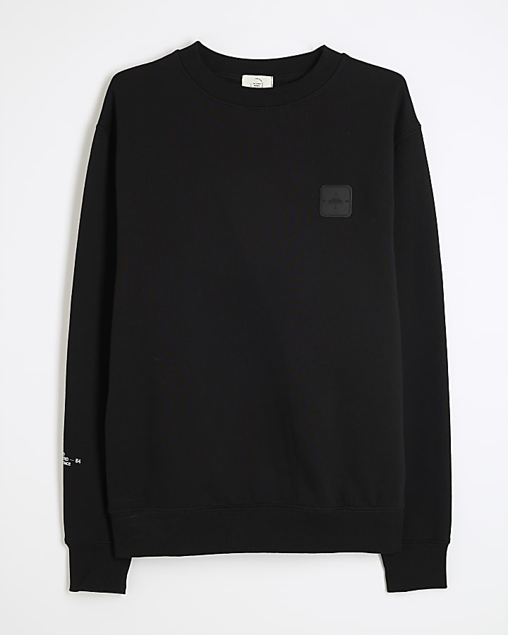 Black Regular Fit Graphic Sweatshirt