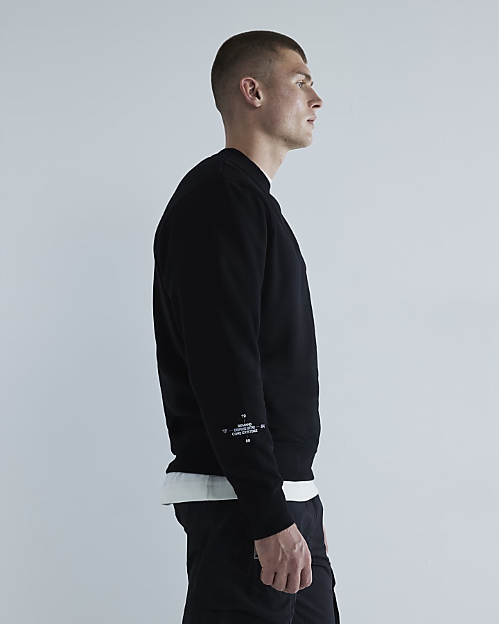 Black Regular Fit Graphic Sweatshirt