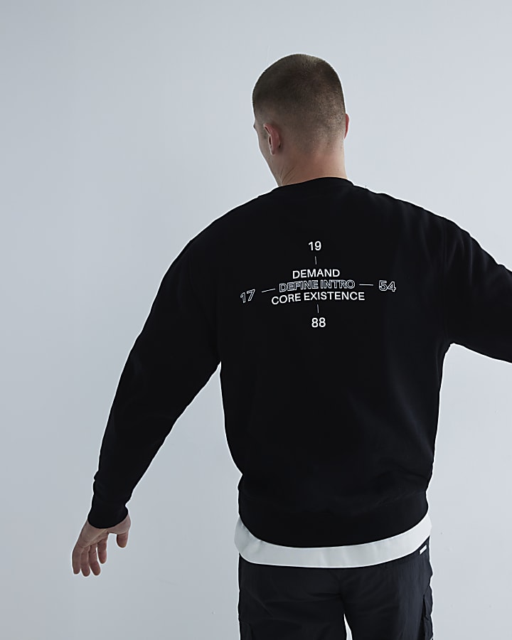 Black Regular Fit Graphic Sweatshirt