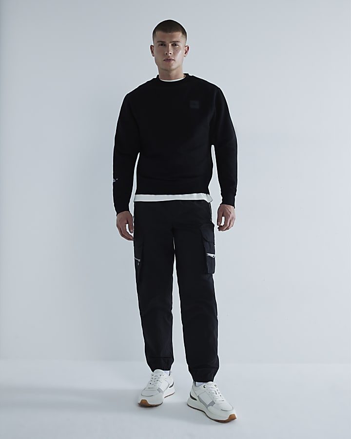 Black Regular Fit Graphic Sweatshirt