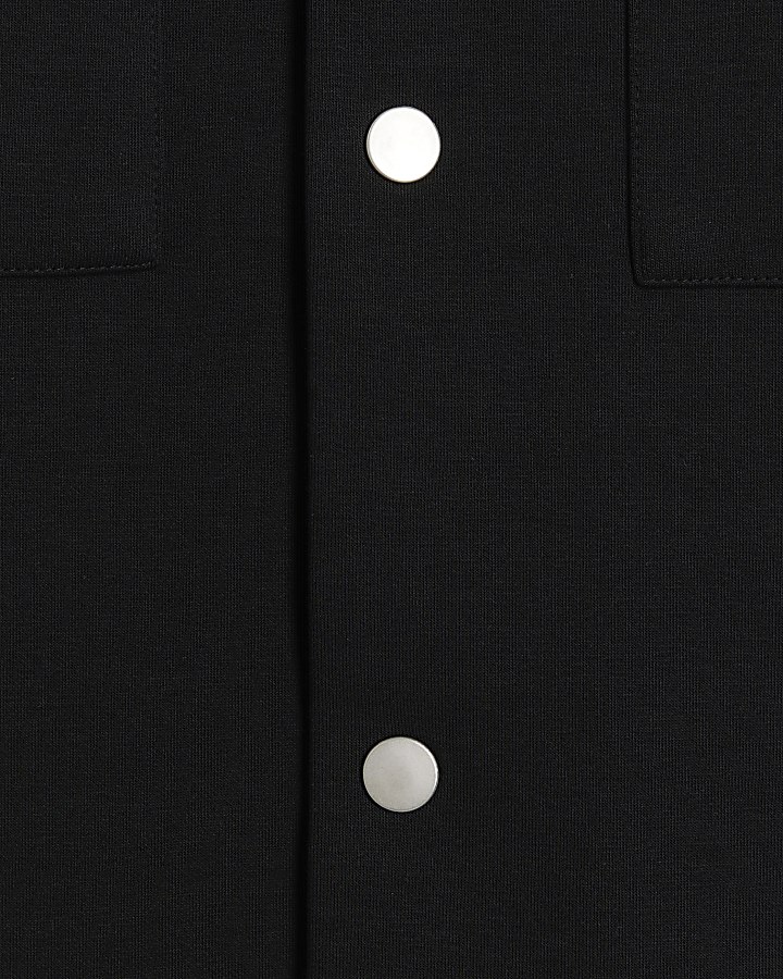 Black Slim Fit Long Sleeve Overshirt