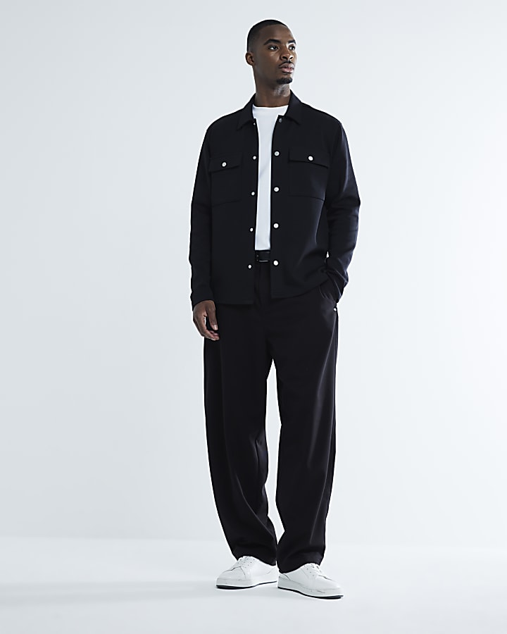 Black Slim Fit Long Sleeve Overshirt