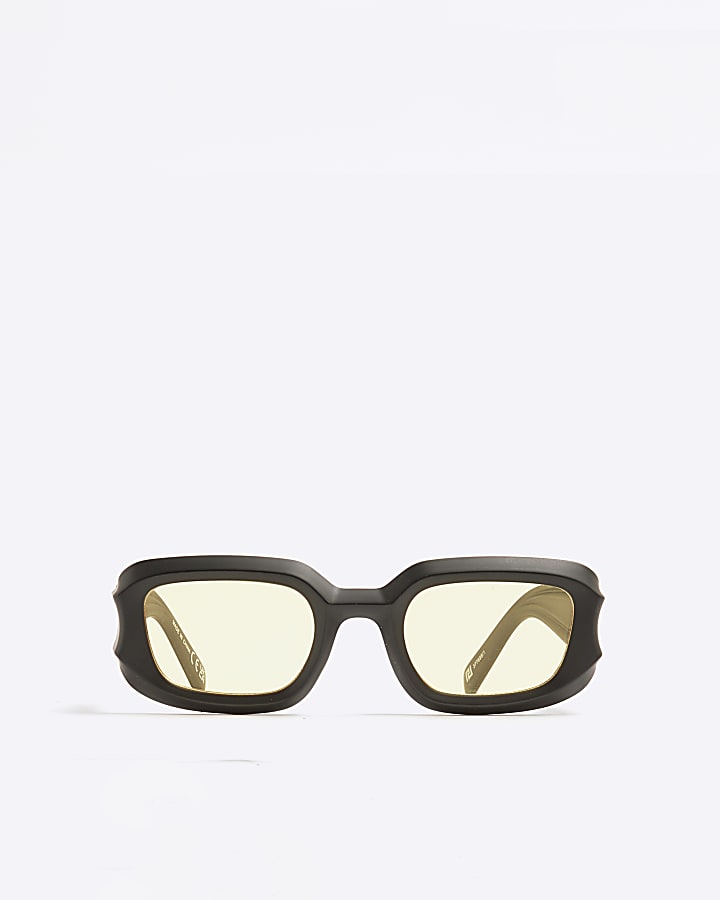 Black Yellow Tinted Lenses Square Sunglasses