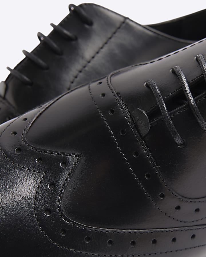 Black Leather Wide Fit Brogues