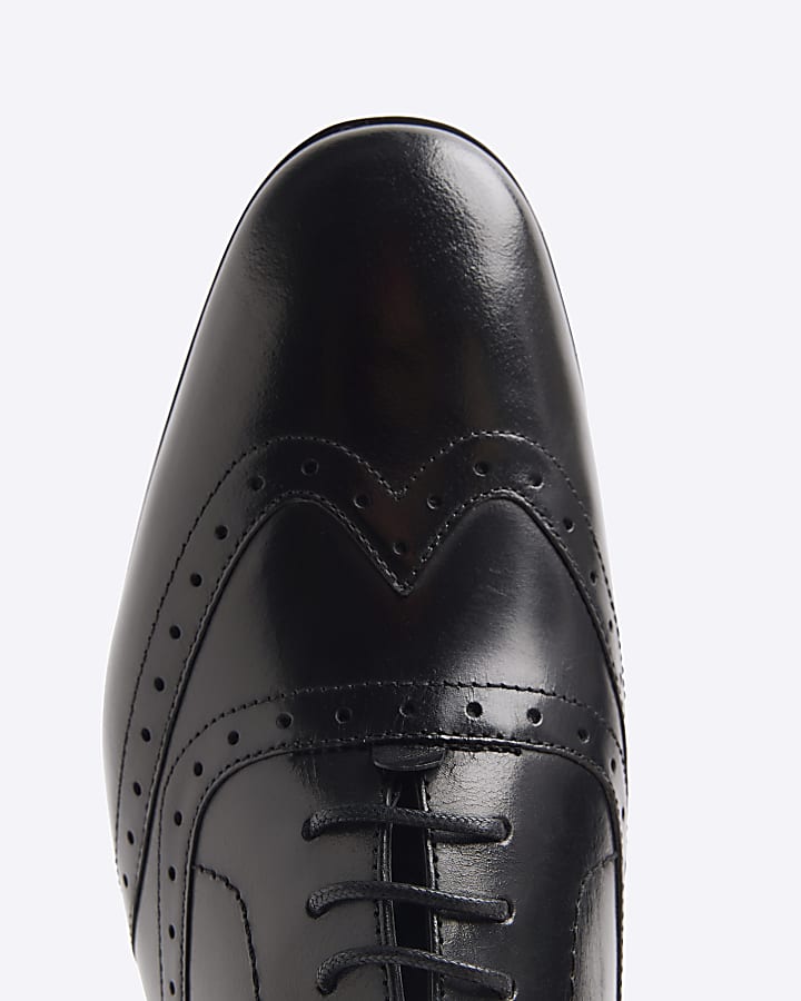 Black Leather Wide Fit Oxford Brogues