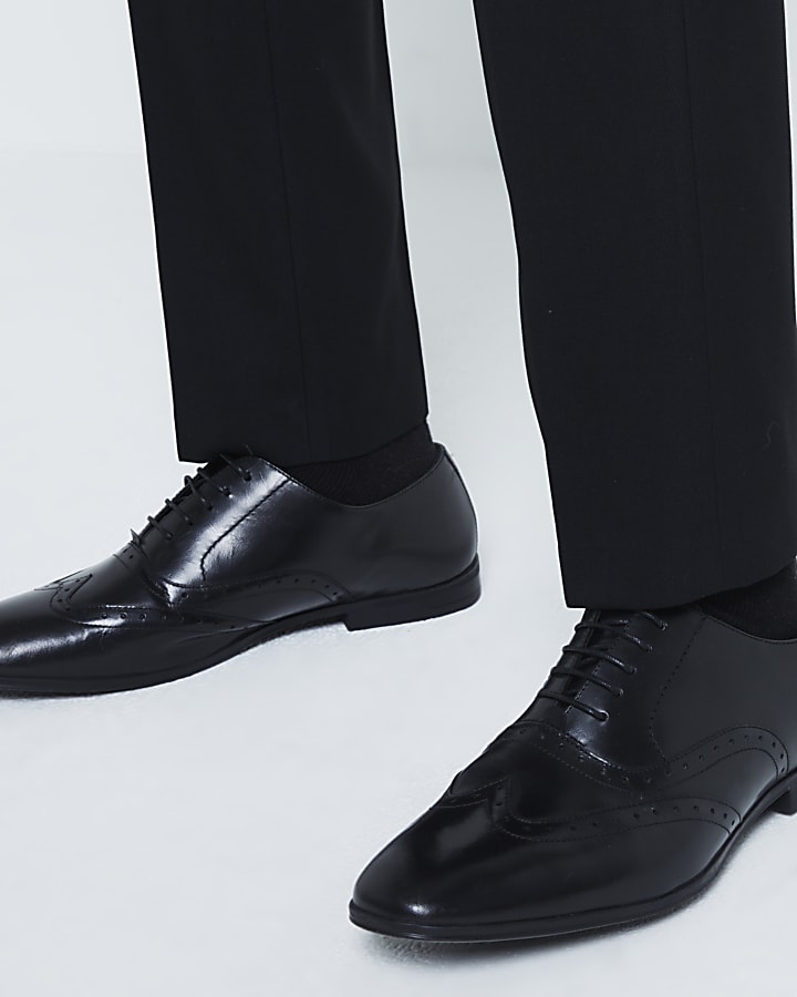 Black Leather Wide Fit Brogues