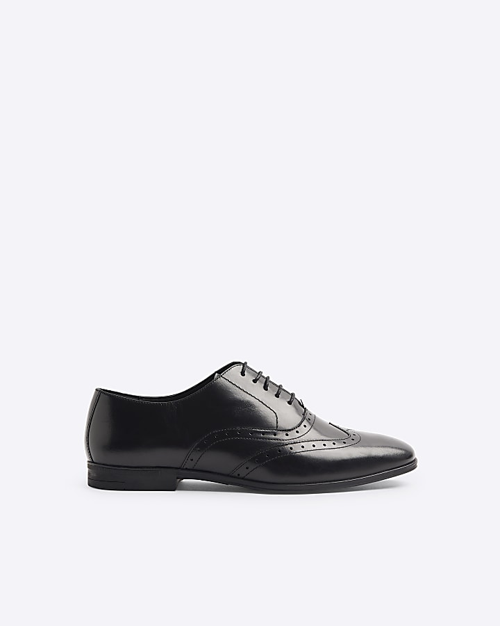 Black Leather Wide Fit Brogues