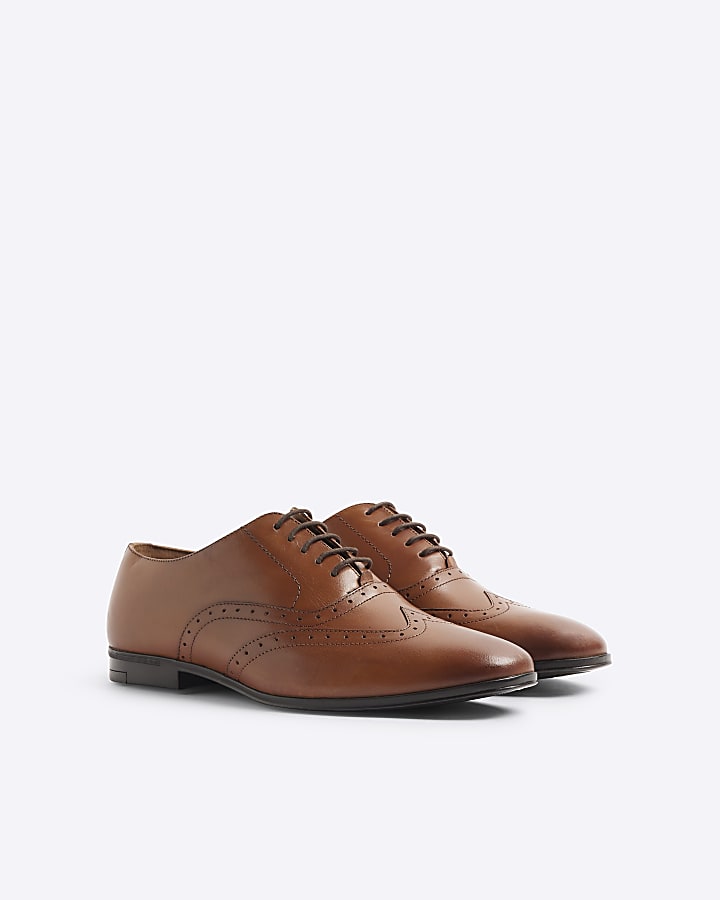 Brown Wide Fit Leather Brogues