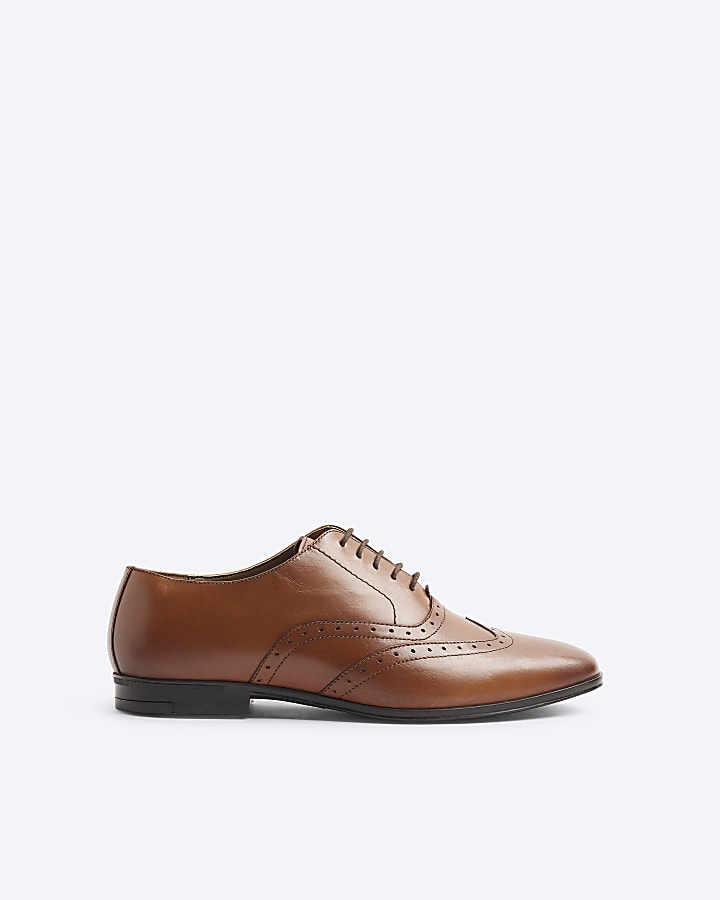 Brown Wide Fit Leather Brogues