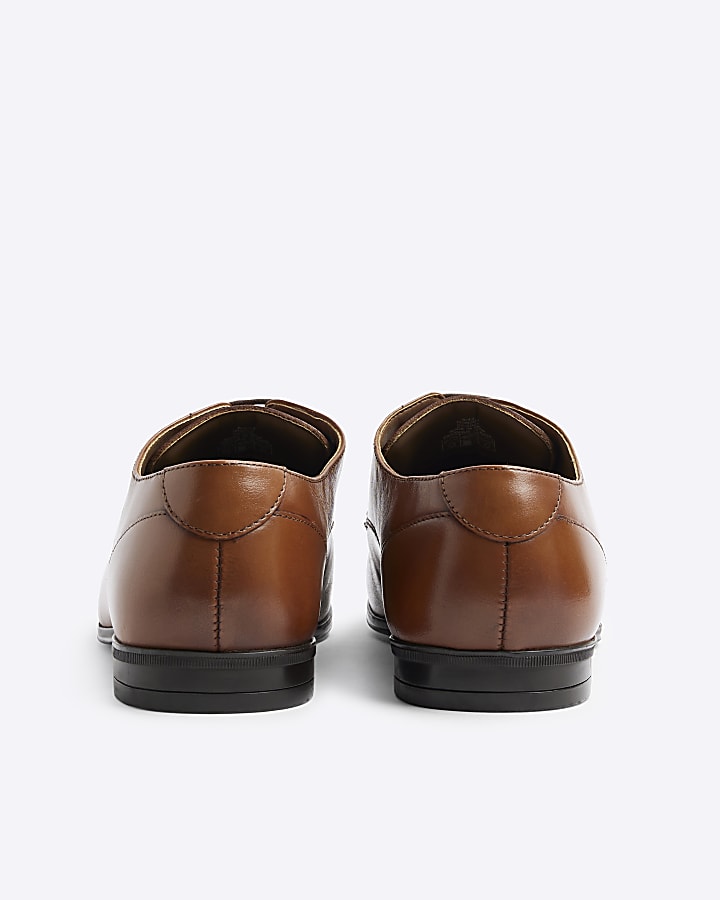 Brown Leather Wide Fit Derby Shoes