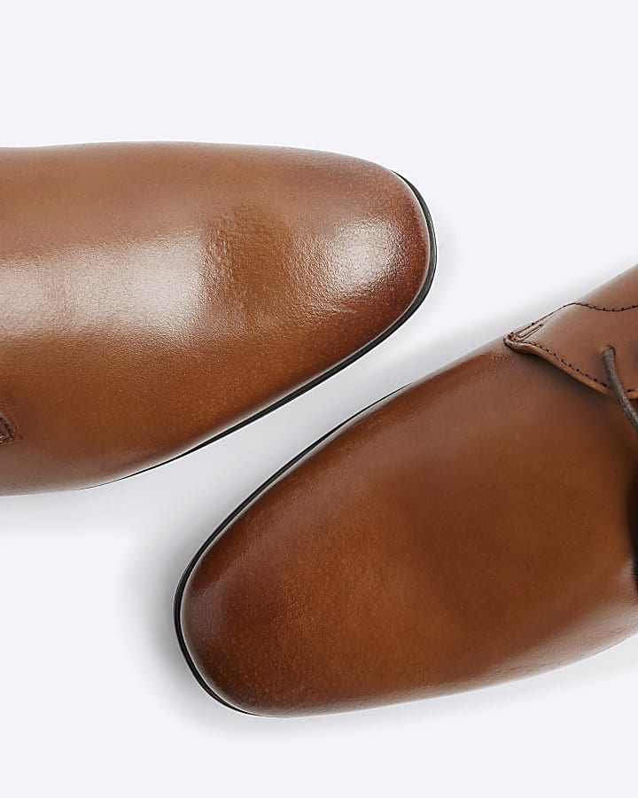 Brown Leather Wide Fit Derby Shoes