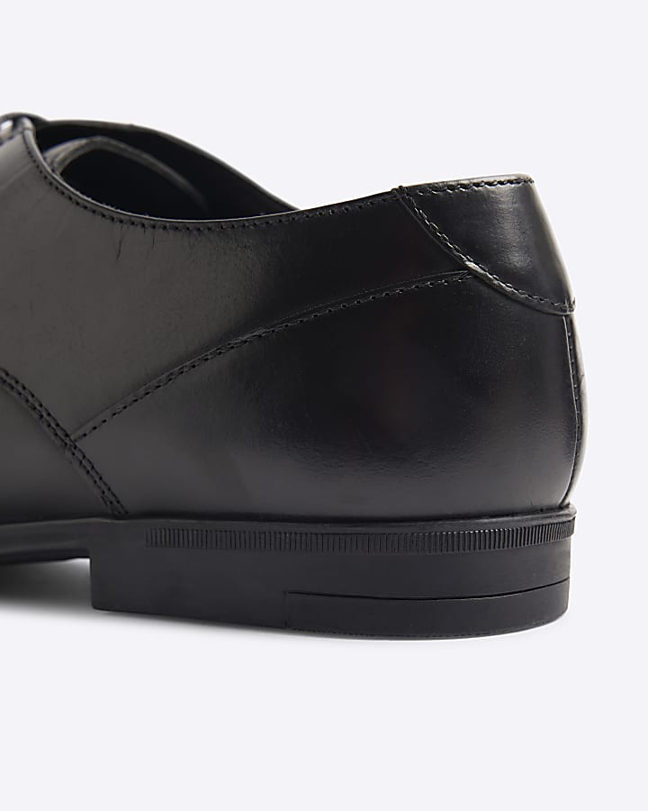 Black Leather Wide Fit Derby Shoes