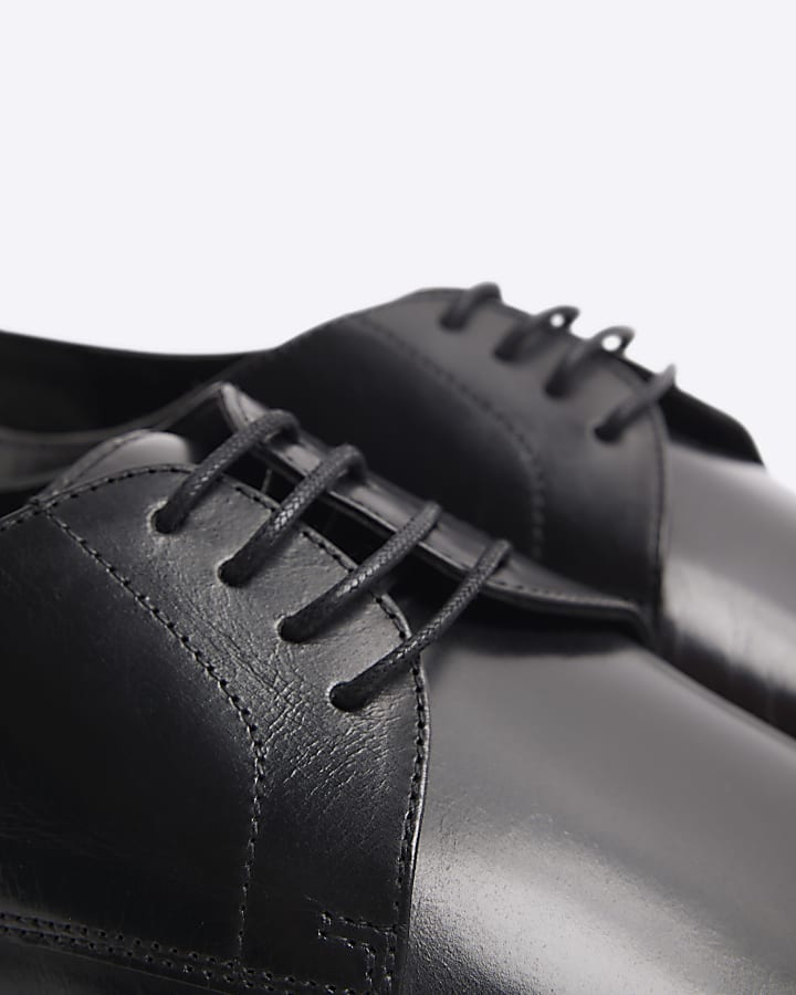 Black Leather Wide Fit Derby Shoes