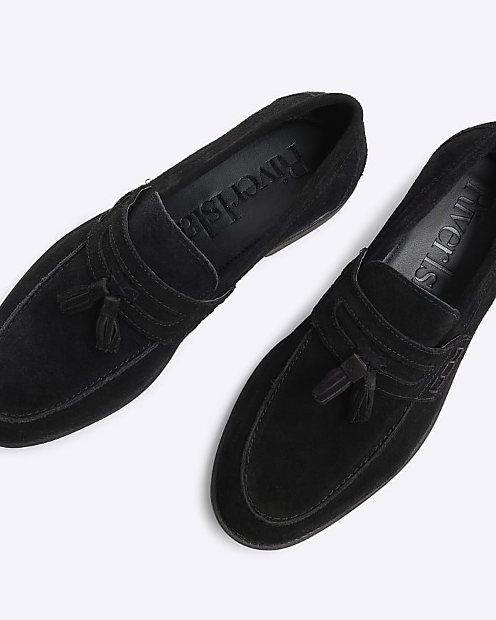 Black Suede Tassel Loafers