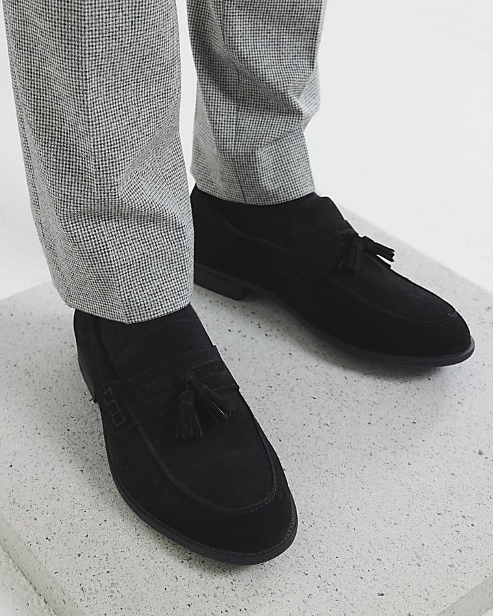 Black Suede Tassel Loafers