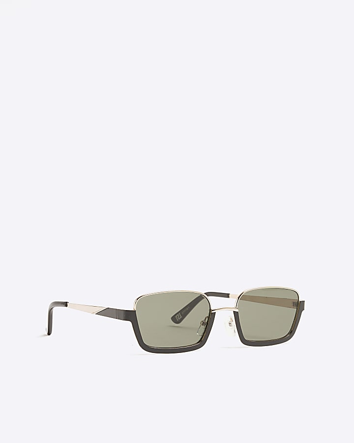 Black Half Rimless Slim Sunglasses