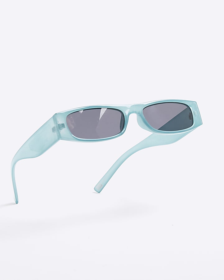 Blue Skinny Rectangle Sunglasses