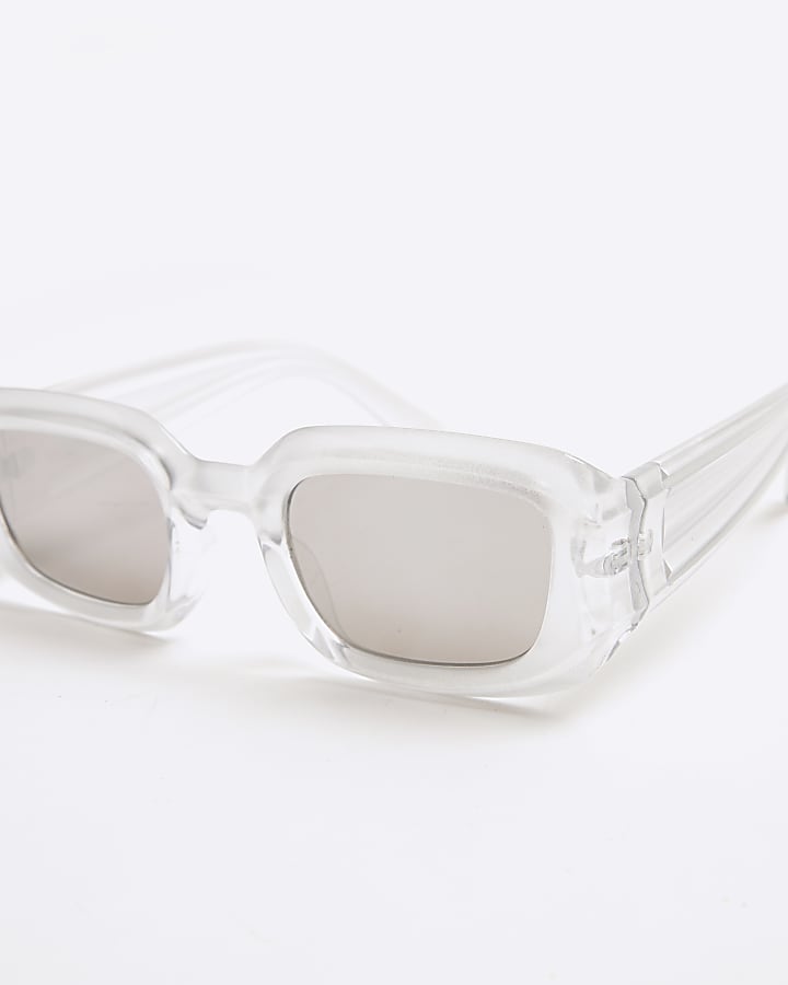 Silver Mirror Lenses Square Sunglasses