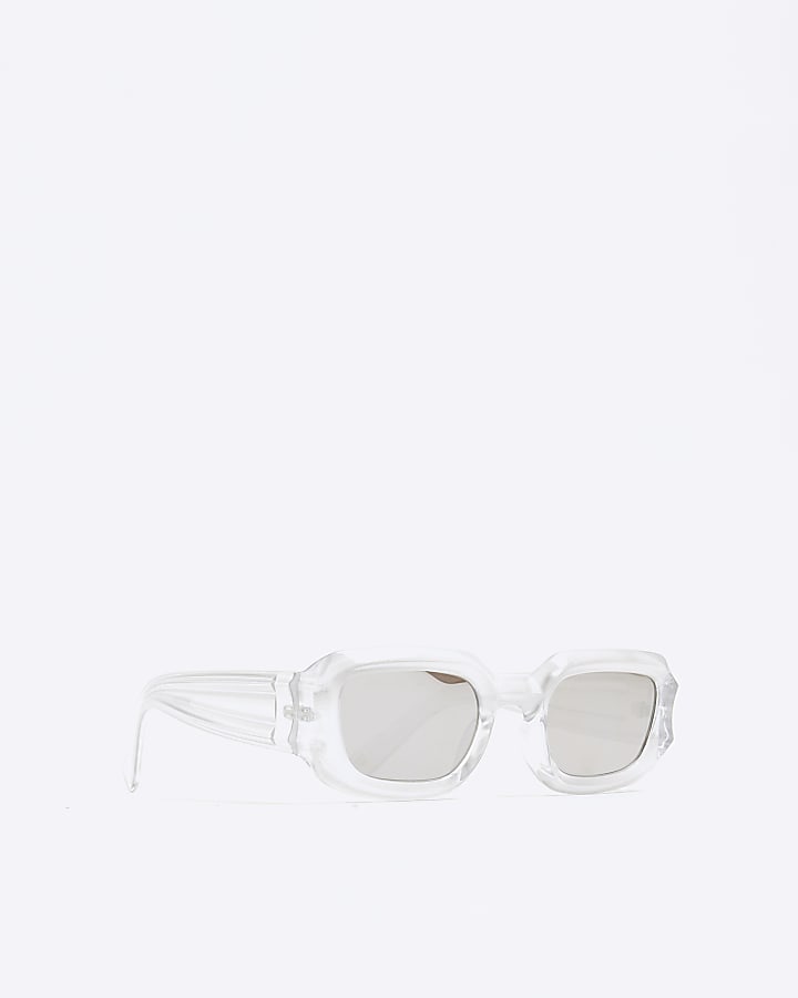 Silver Mirror Lenses Square Sunglasses