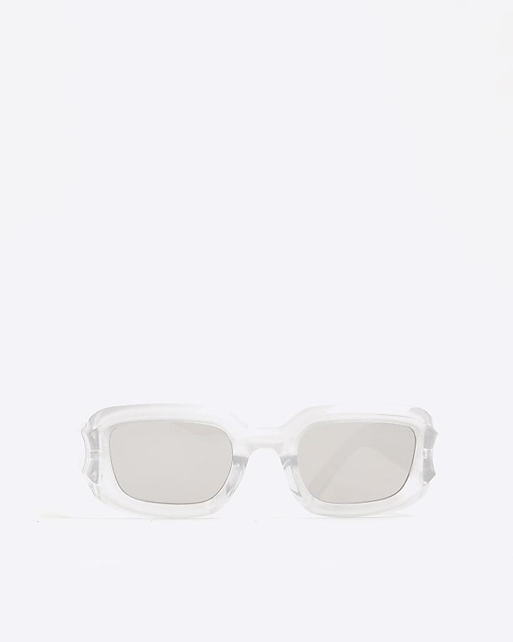 Silver Mirror Lenses Square Sunglasses